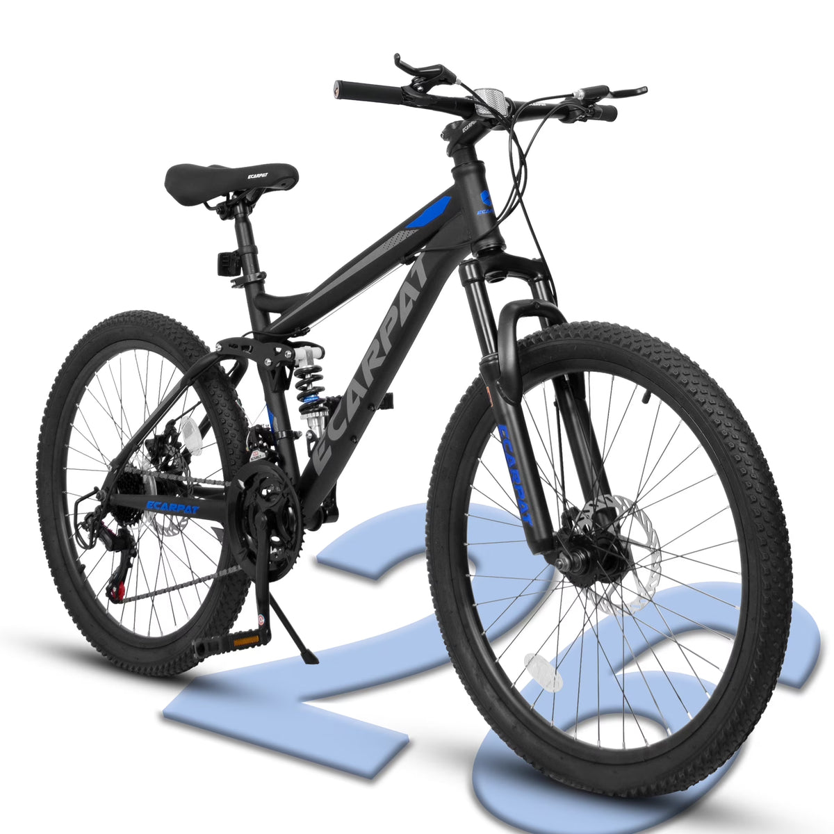 Ecarpat 26 in Mountain Bike, 21 - Speed Bike with Dual Suspension, High - Carbon Steel Frame and Disc Brakes, MTB Commuter Bicycles for Men Women