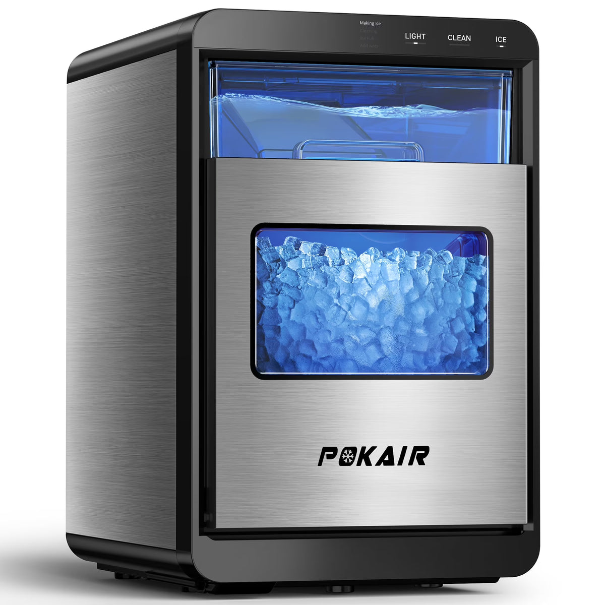 POKAIR Ice Maker, Nugget Ice Maker Portable Countertop 44 lb/Day, One - Touch Instant Ice & Self - Cleaning, Pebble Ice Machine for Home Office RV