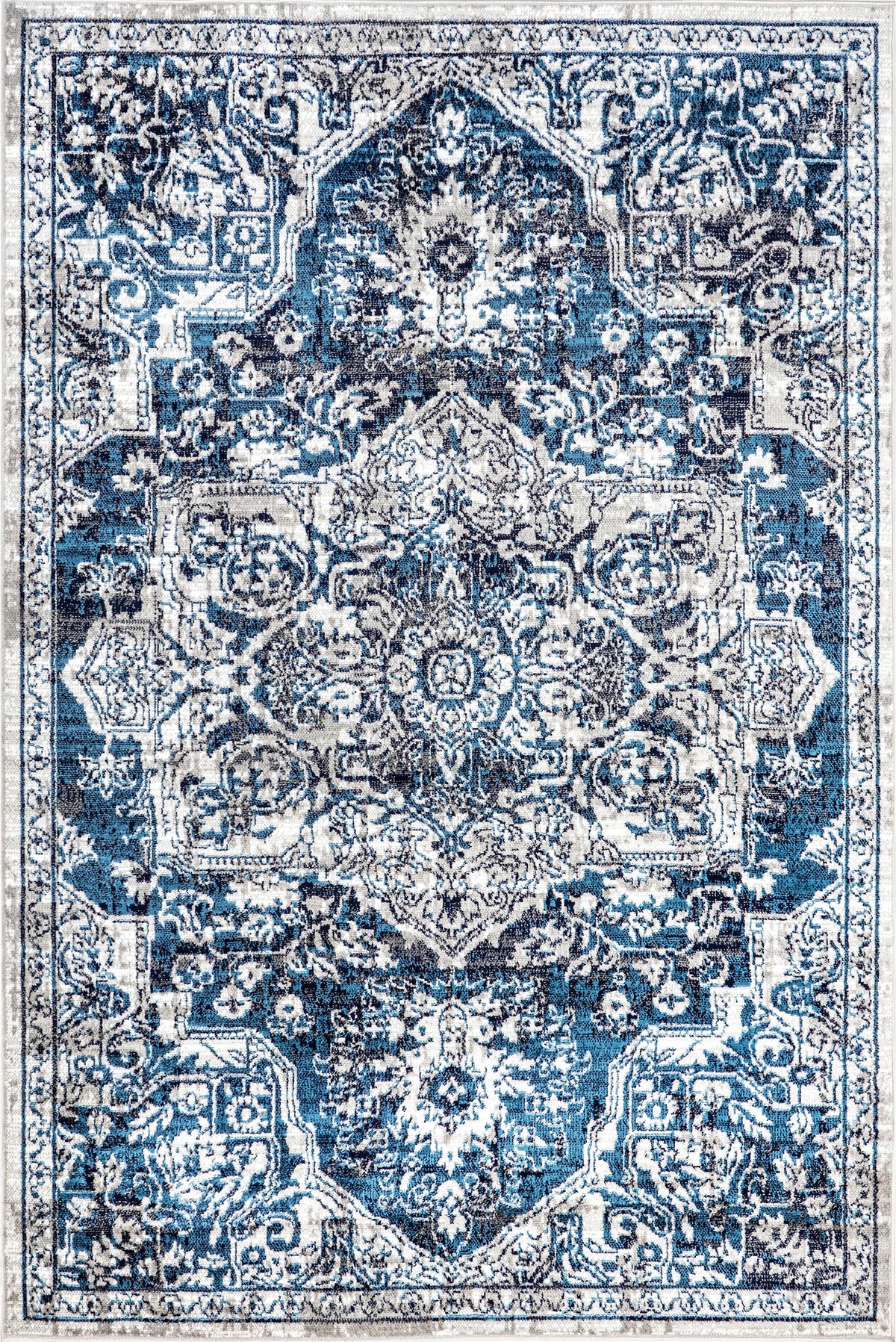 nuLOOM Transitional Medallion Maryanne Blue 8' x 10' Area Rug