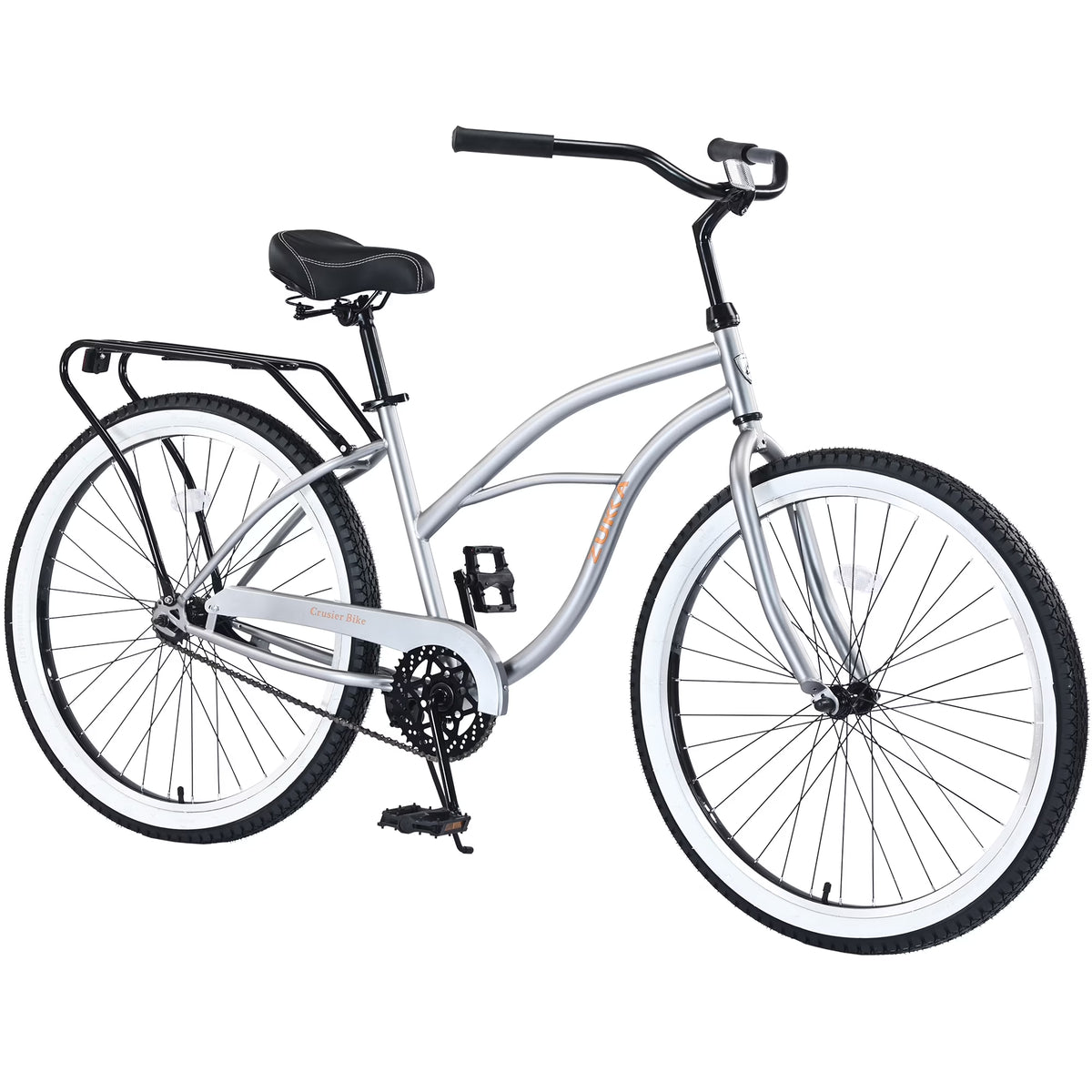 26 in Beach Cruiser Bike, Single Speed Bicycle with Steel Frame, Wide Wheels and Rear Coaster Brakes, Comfortable City Commuter Bike for Adult Men