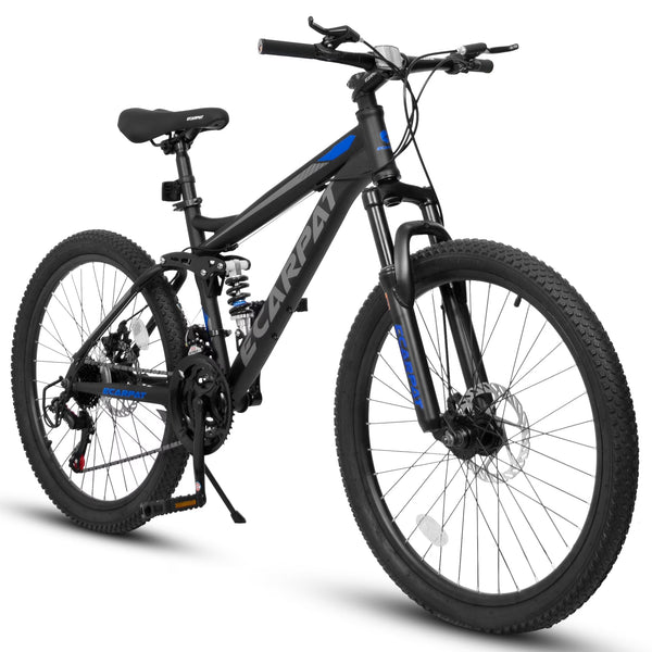 26 in Mountain Bike - 21 - Speed with Disc Brakes, Durable Frame, Front & Rear Dual - Shock Absorption, Unisex for Commuting, Travel, School & All